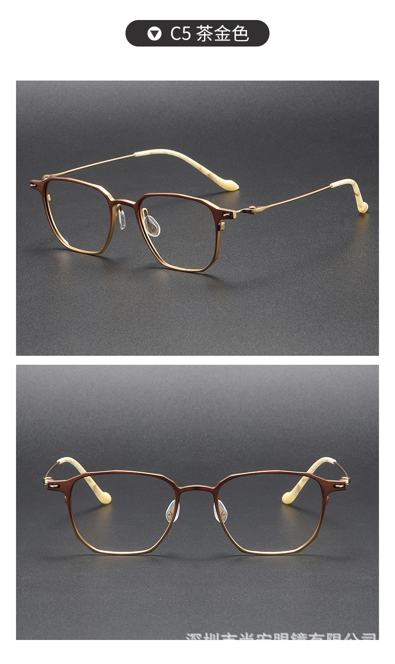 Business and fashionable titanium plate square frame glasses