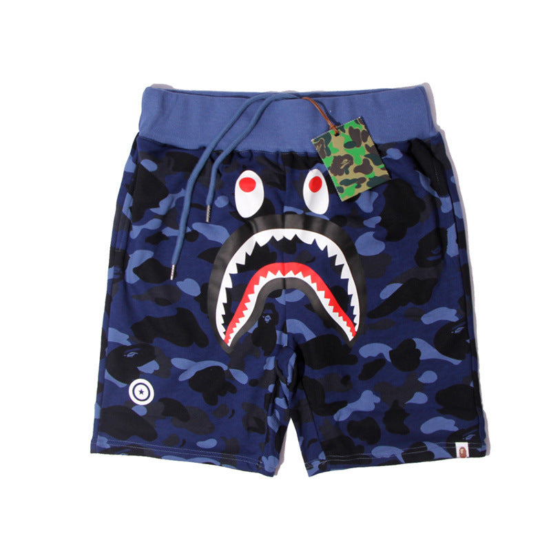 BAPE camouflage letter shark shorts five-point casual pants