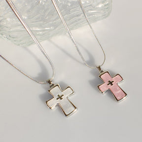 High-grade blade chain double cross pendant necklace