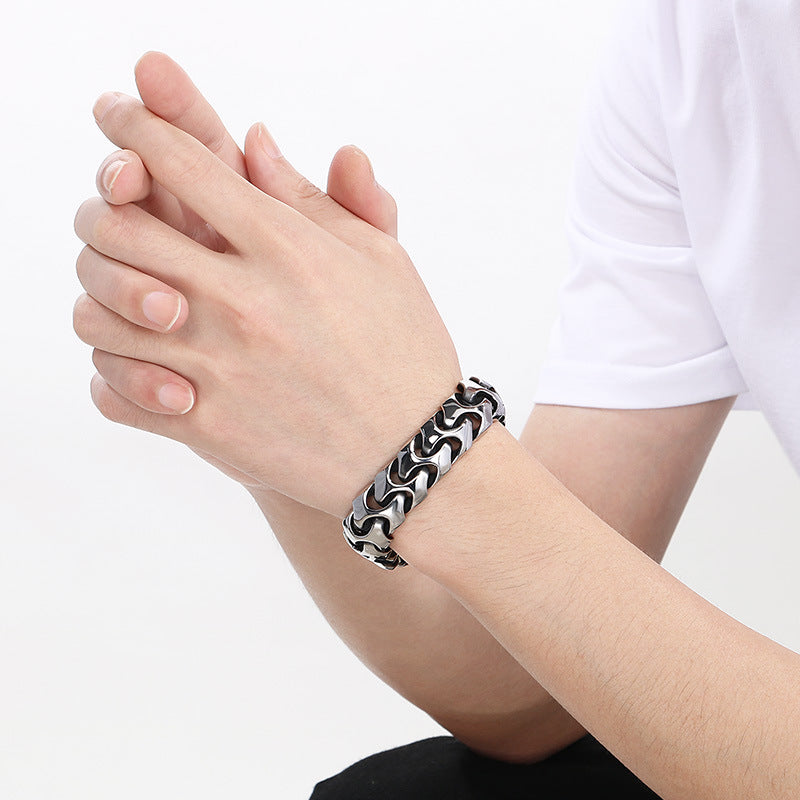 Bold punk dragon bone square snap buckle bracelet