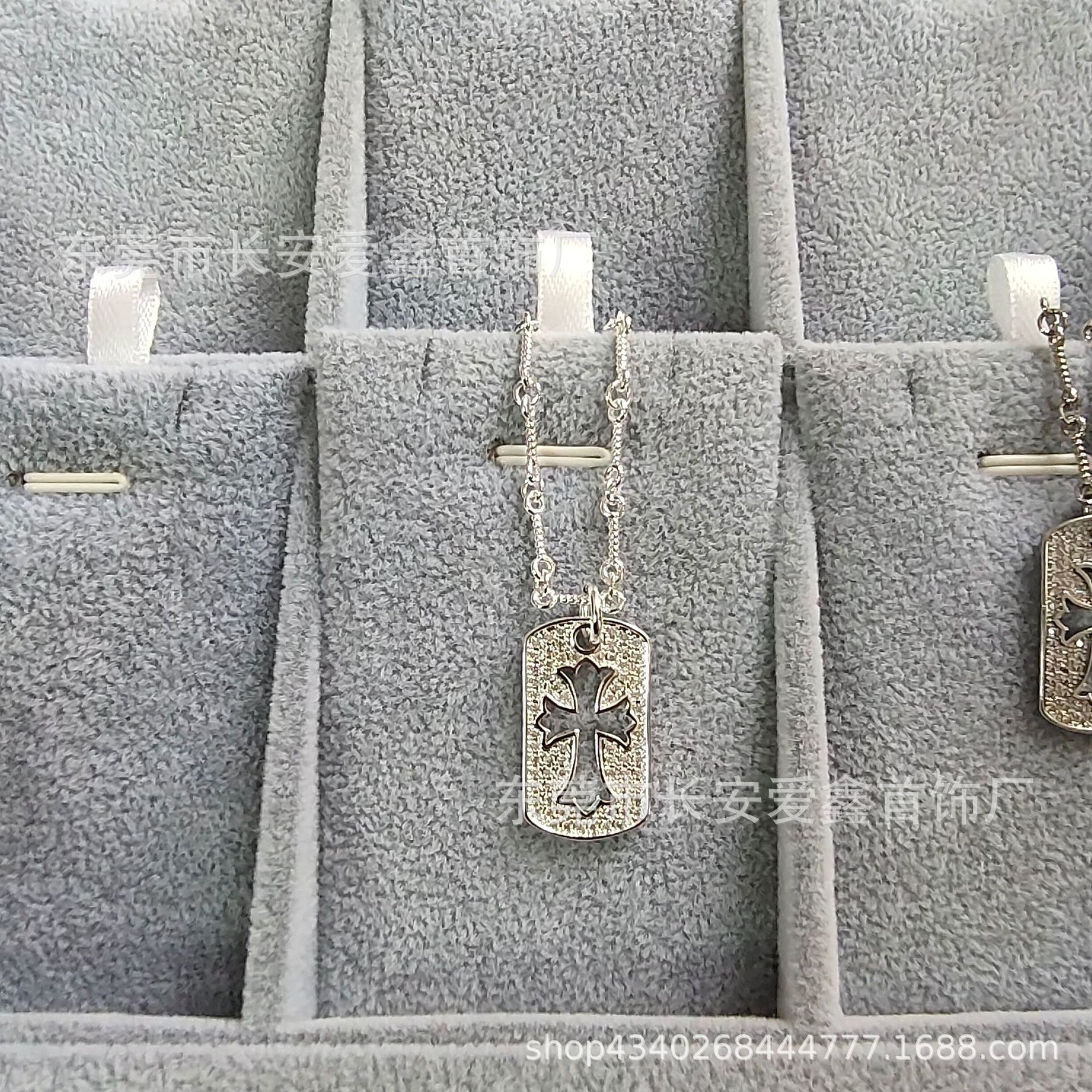 Chrome Hearts Gold Diamond Hollow Square Pendant Necklace