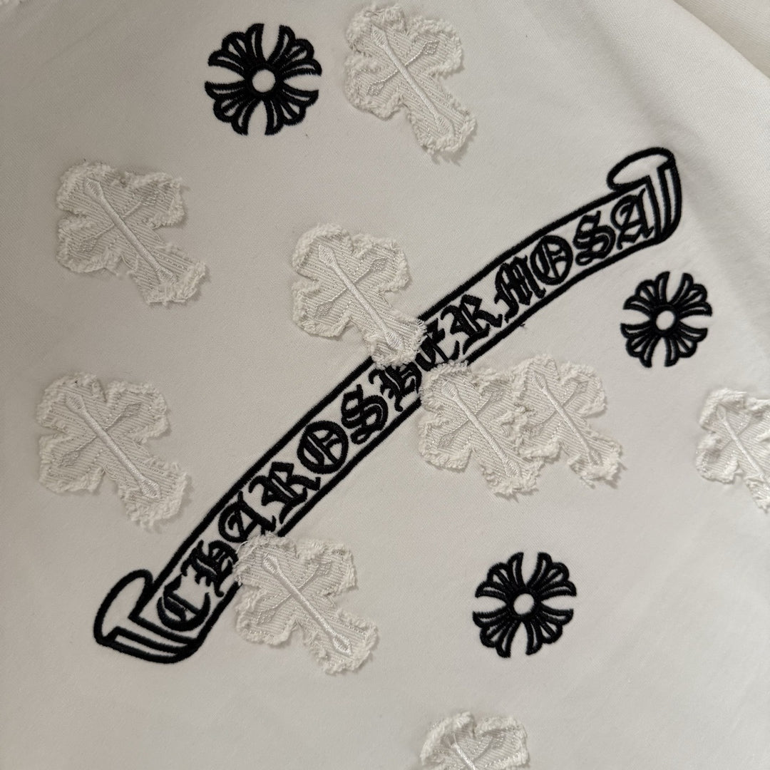Chrome Hearts Embroidered Distressed Short-Sleeve T-Shirt