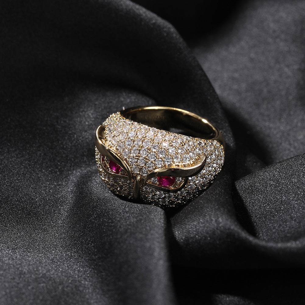 Hip-hop creative owl zircon-encrusted ring