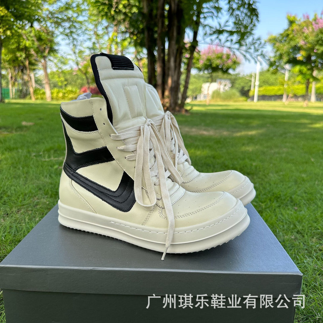 Thick-Sole, Height-Increasing, High-Top Genuine Leather Sports Boots