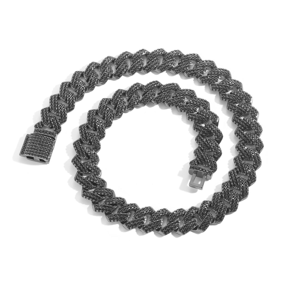 Hip-Hop Black Zirconia Rhombus Cuban Link Chain