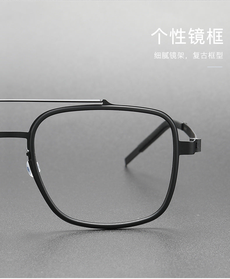 Double-bridge large square screwless welded eyeglass frame