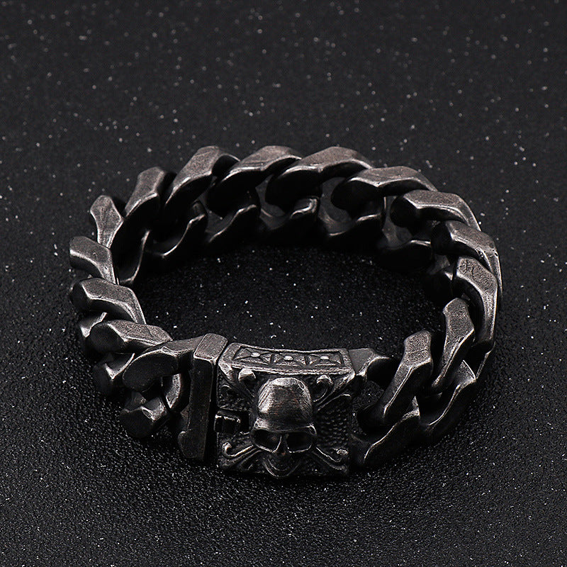 Skull Cuban chain titanium steel bracelet