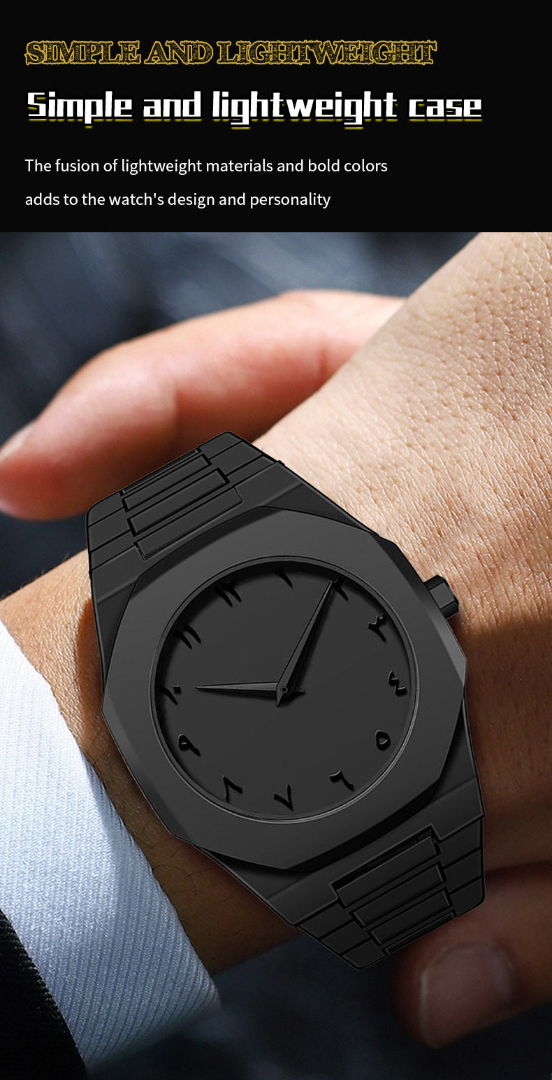 Sports-Style Waterproof Plastic Watch with Arabic Numerals