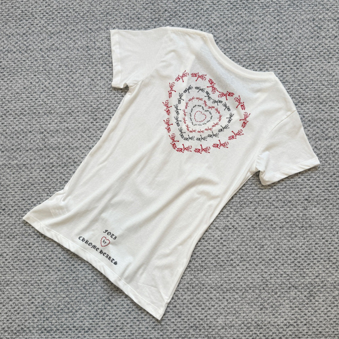 chrome hearts second-hand heart V-neck T-shirt for women