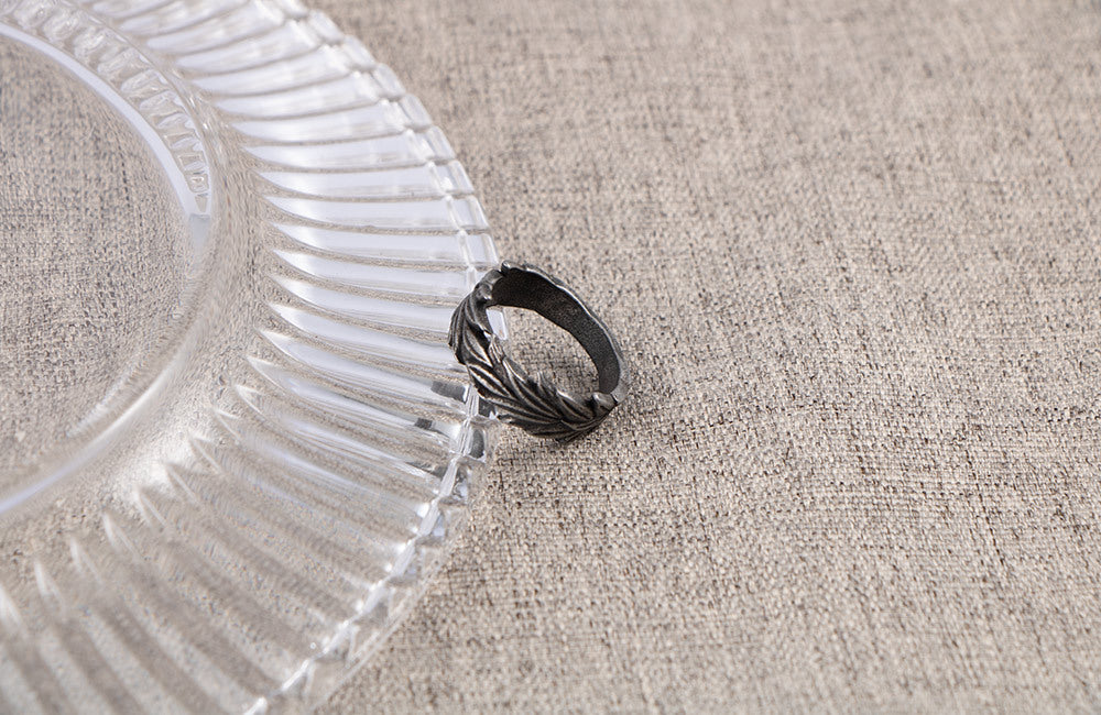 Vintage distressed botanical and wheat ear ring