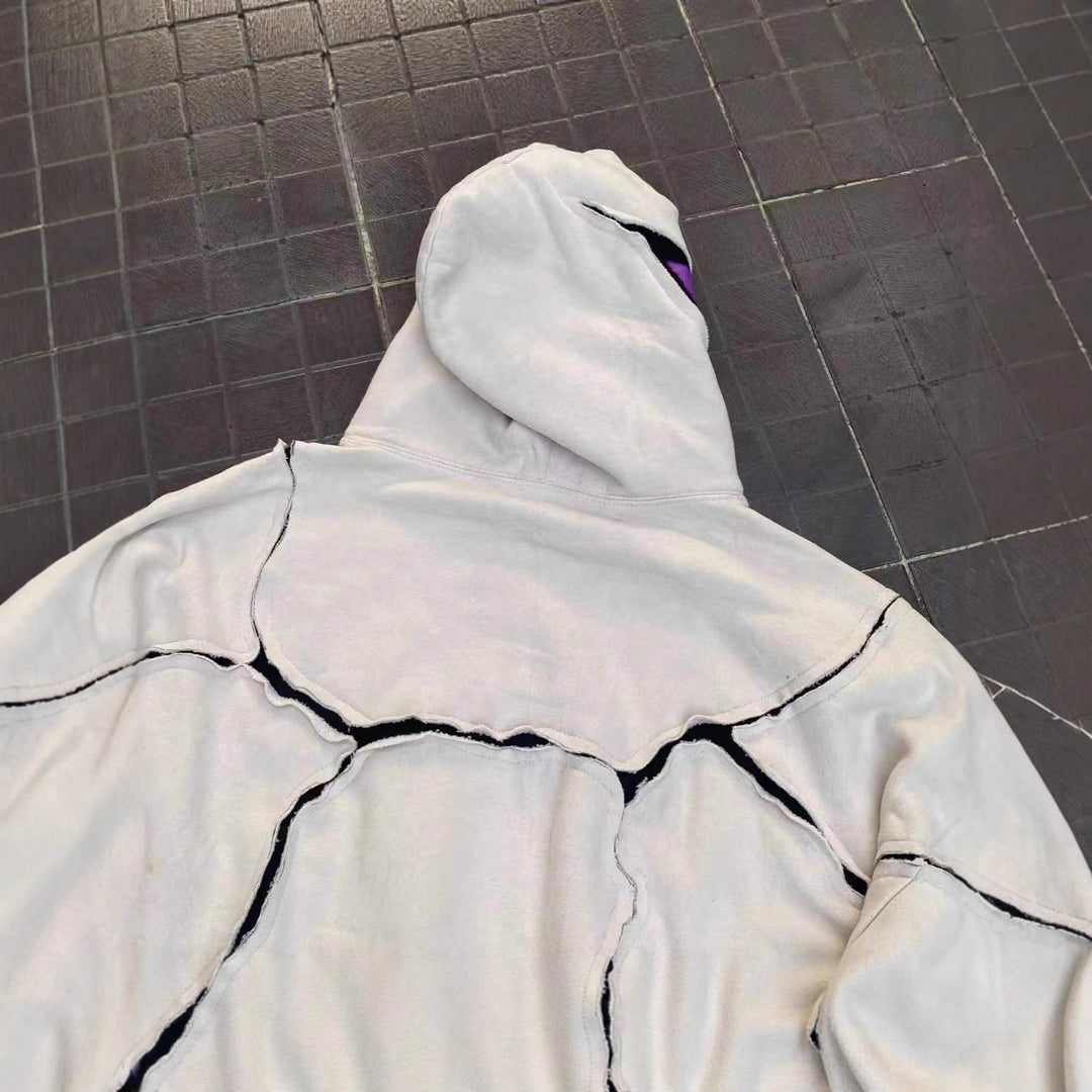 Patchwork Eye-Themed Unique Hooded Sweatshirt