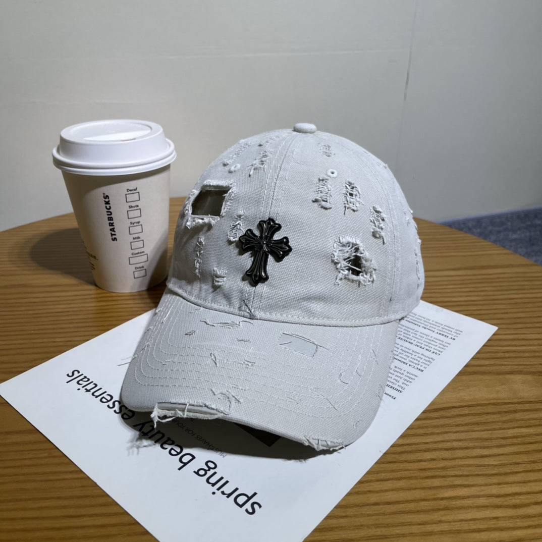 Chrome Hearts Ripped Denim Baseball Cap