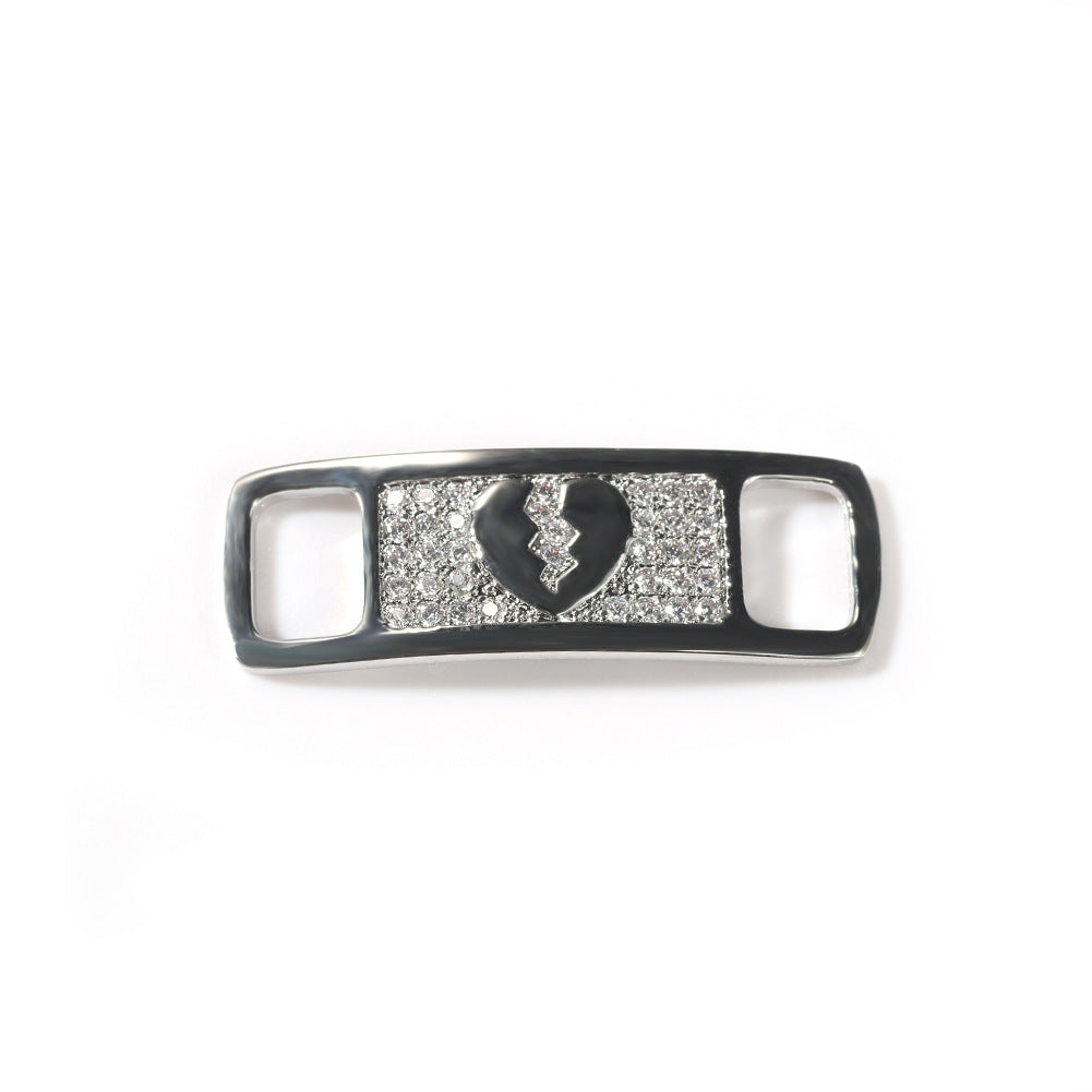 Hip-hop zircon cross smiling face broken heart shoe buckle