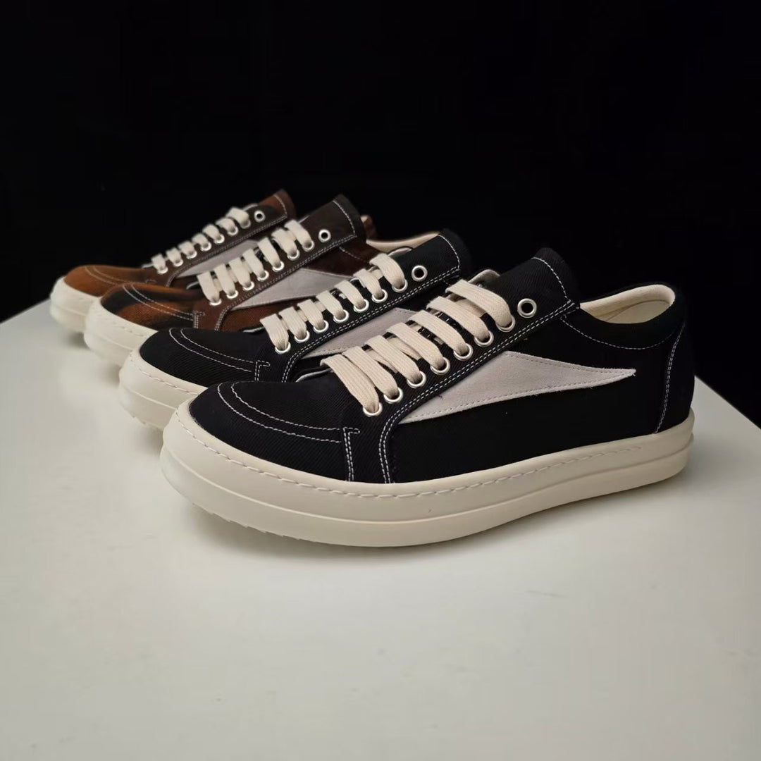 Calfskin Low-Top Skate Shoes Round Toe Flat Heel