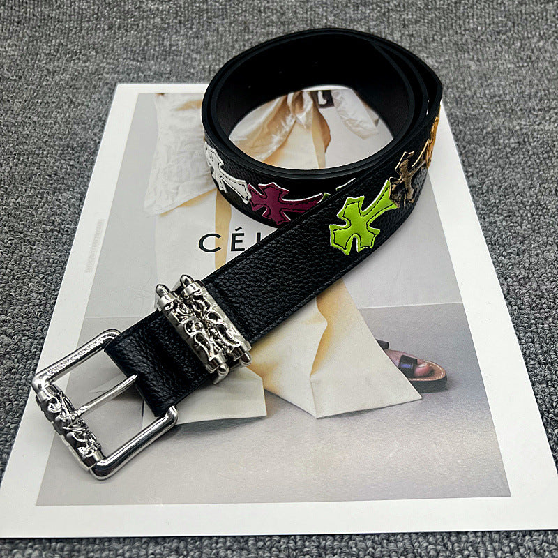 Chrome Hearts Leather pasted Roller type Hollow Vine Needle buckle Belt