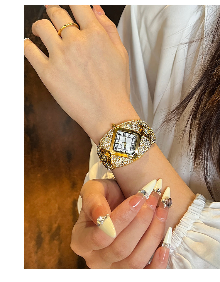 Luxury Full Diamond High-End Bangle Watch for Women