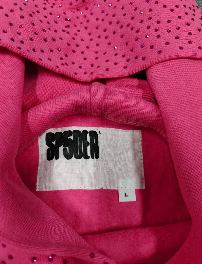 Multi-color full-hot rhinestone Sp5der spider web hoodie