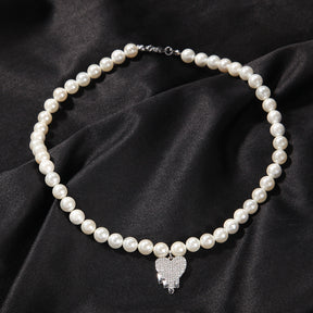 Water Drop Love Pearl Necklace Hip Hop Trend Necklace