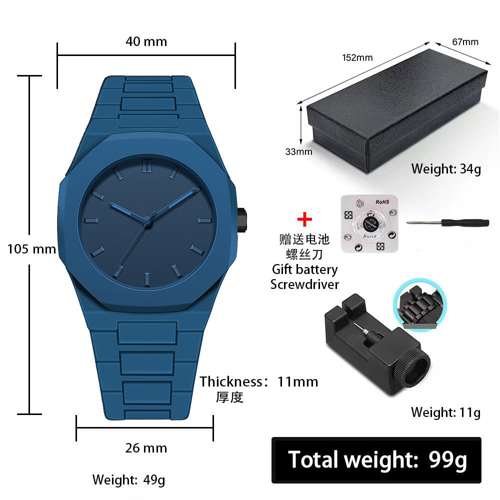 Sports-Style Waterproof Plastic Watch with Arabic Numerals
