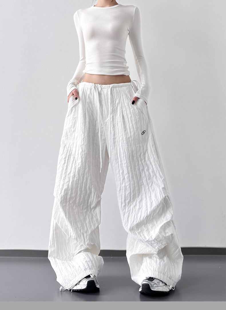 "Hot Girl" Style Quick-Drying, Textured, High-Waisted Cargo Pants