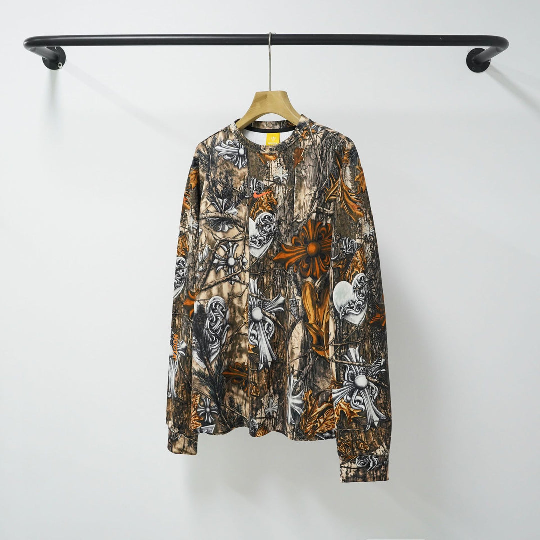 Chrome Hearts Bark Texture Print Long-Sleeve T-Shirt