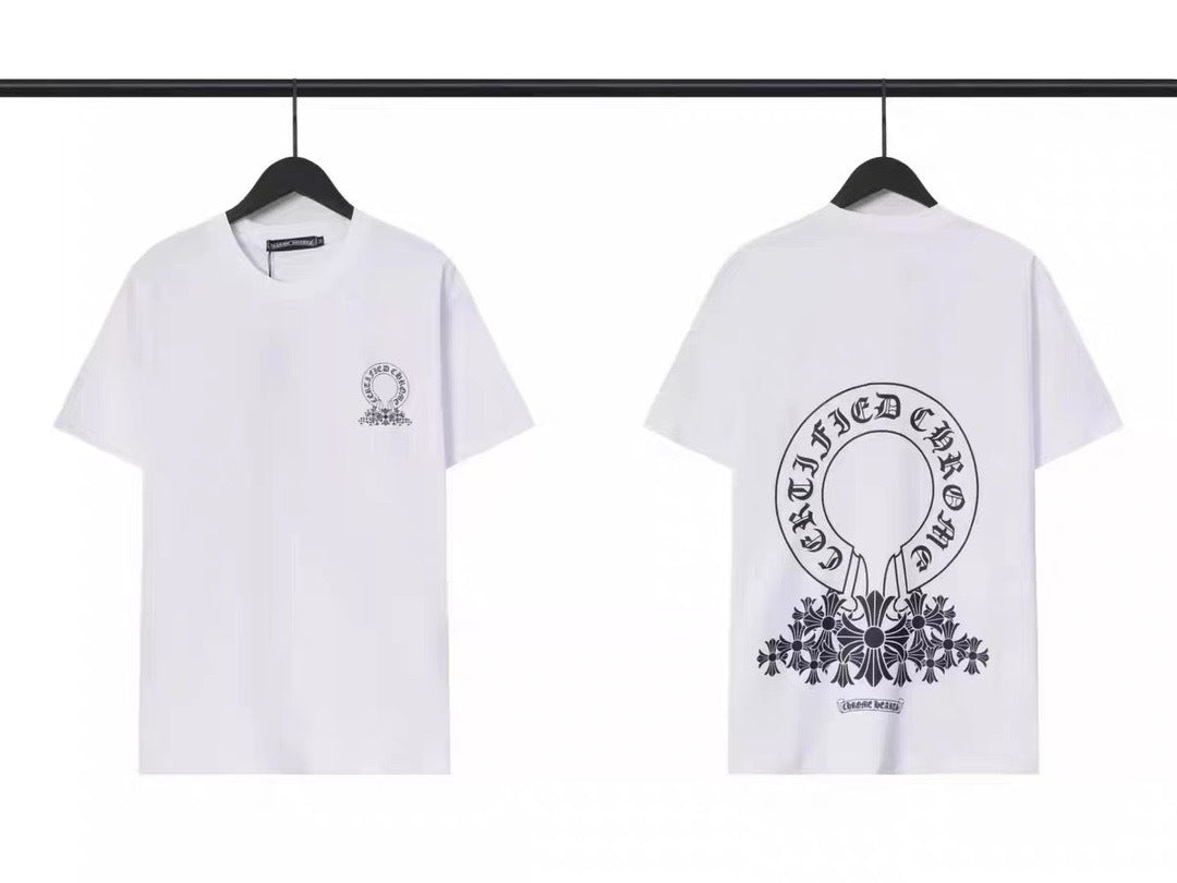 Chrome Hearts Summer Embroidery Print Cotton T-Shirt Short-Sleeve