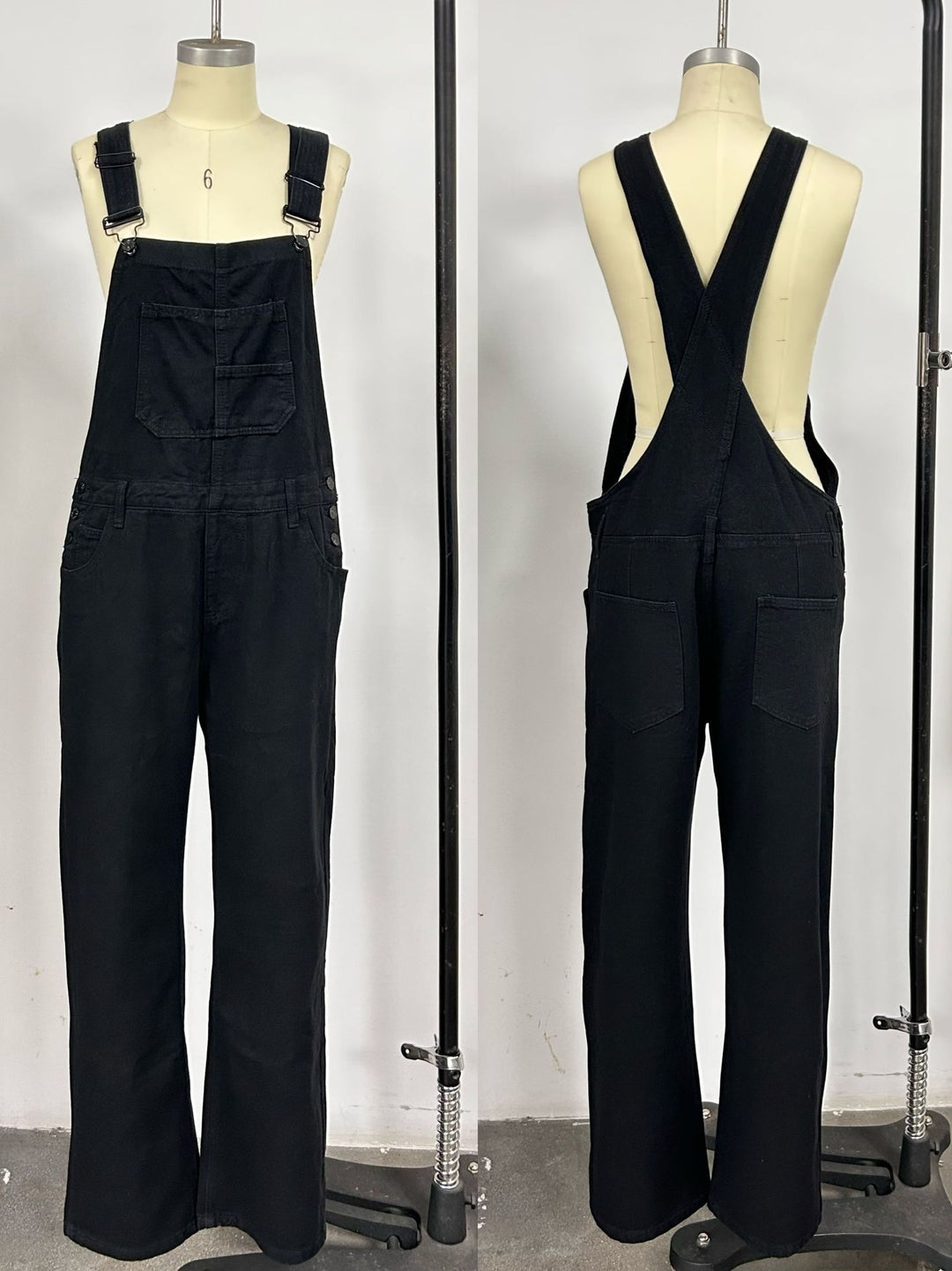 Washed Loose-Fit Denim Overalls