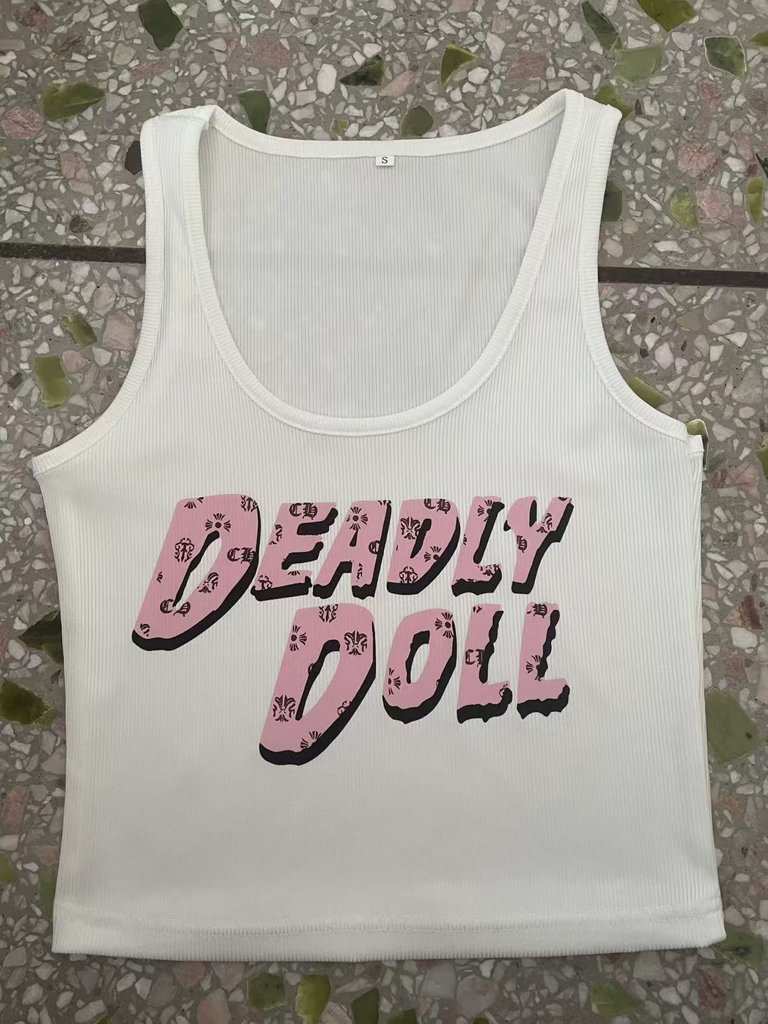 Chrome Hearts Sexy Letter Print U-Neck Tank Top