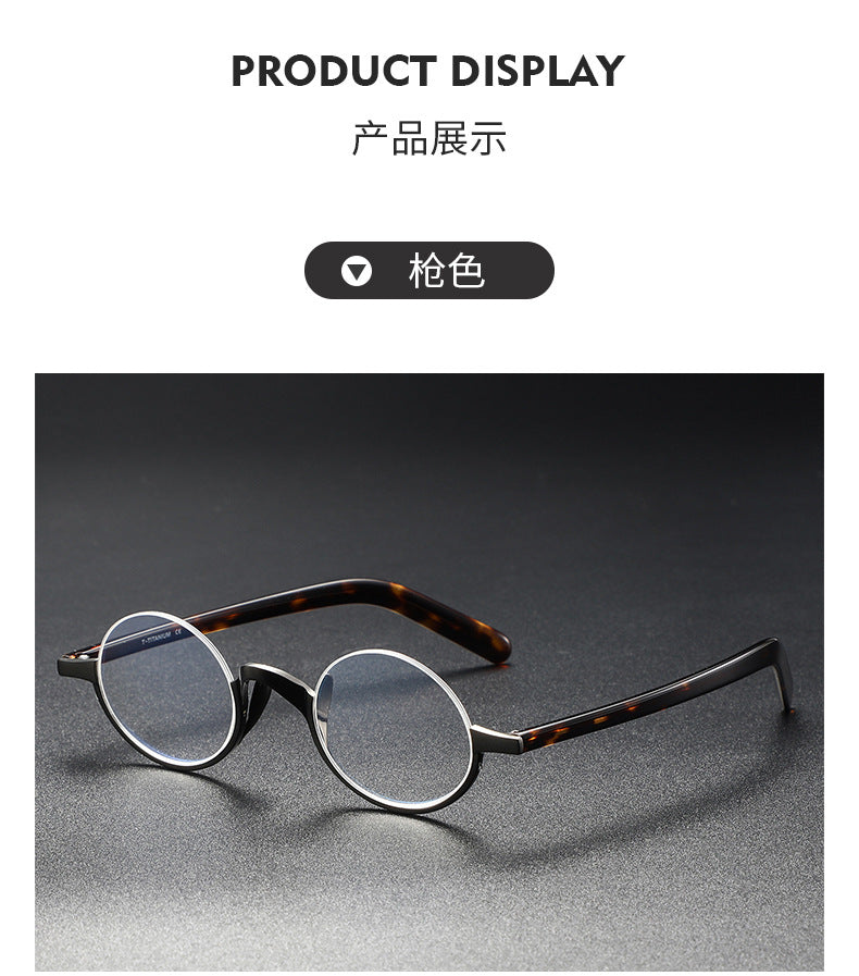 KMN80 round semi-rimless pure titanium glasses