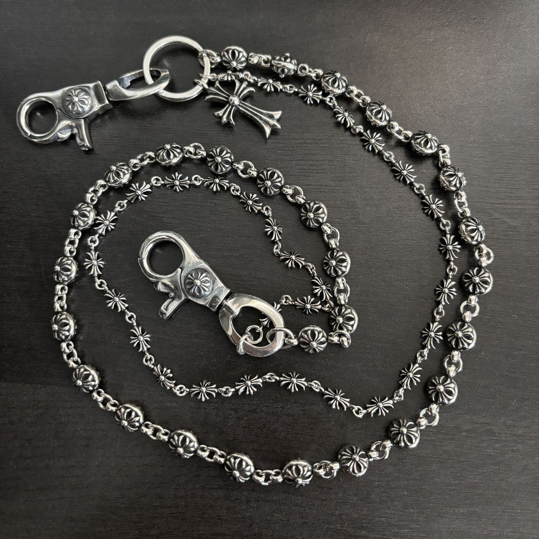 Chrome Hearts double lobster buckle double cross chain pants chain
