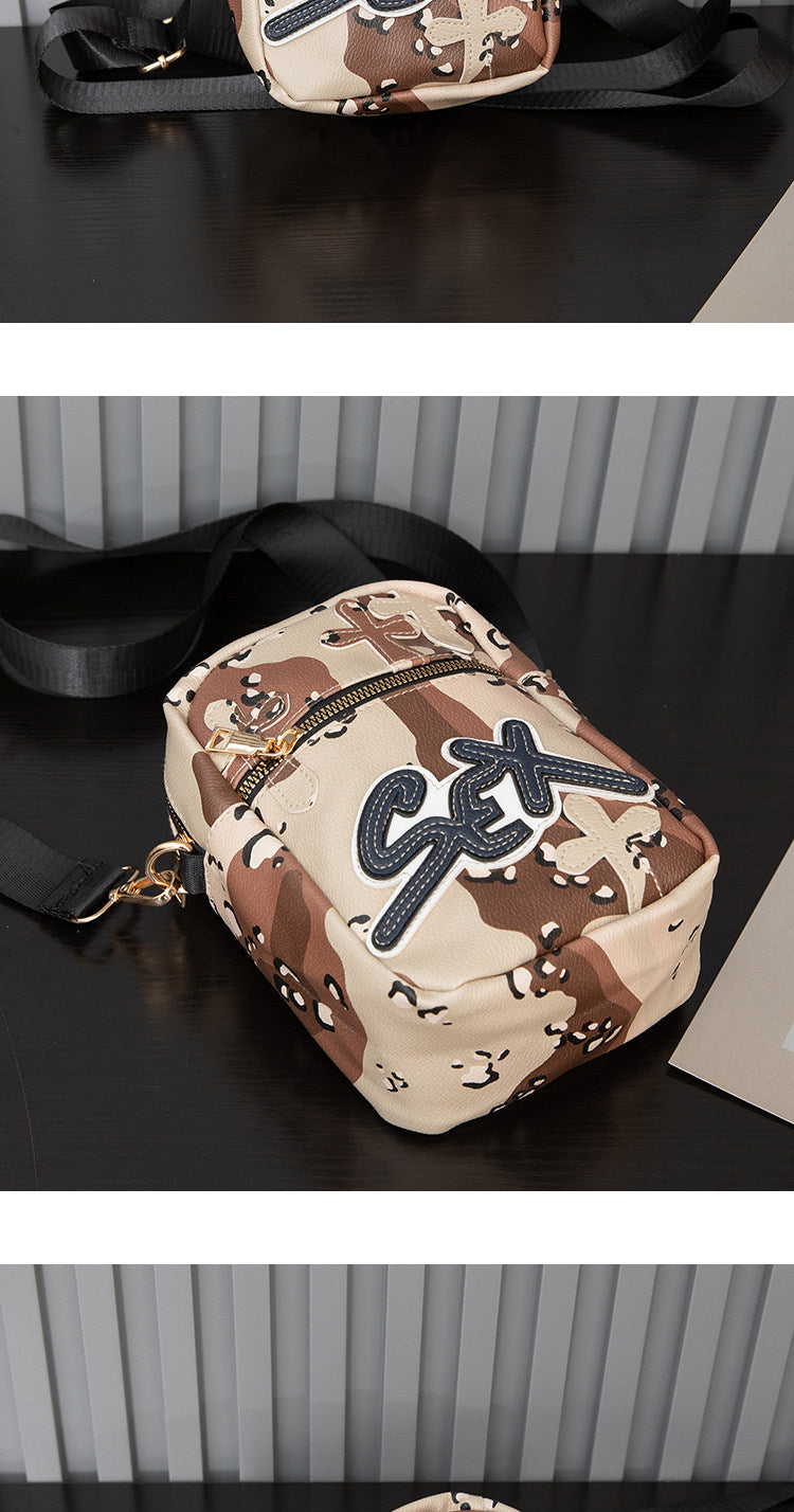Chrome Hearts camouflage cross sports PU leather shoulder bag