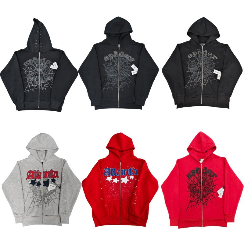 Sp5der fleece-lined zip-up spider web jacket