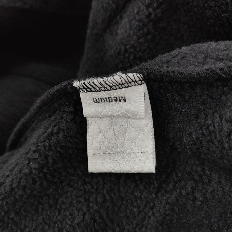 Sp5der fleece-lined hoodie with spiderweb print.
