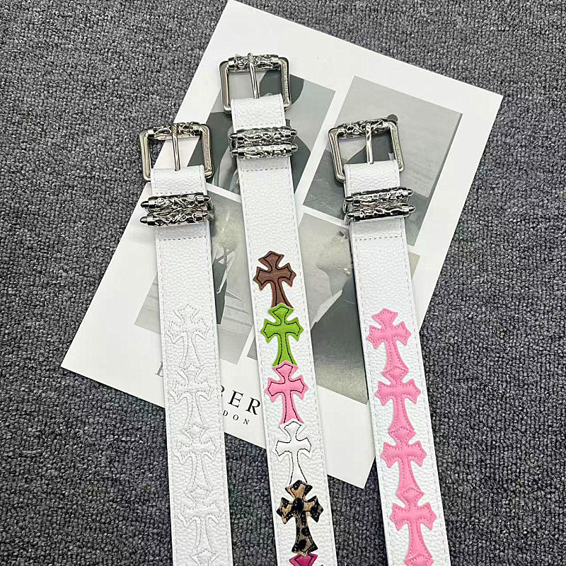 Chrome Hearts Leather pasted Roller type Hollow Vine Needle buckle Belt