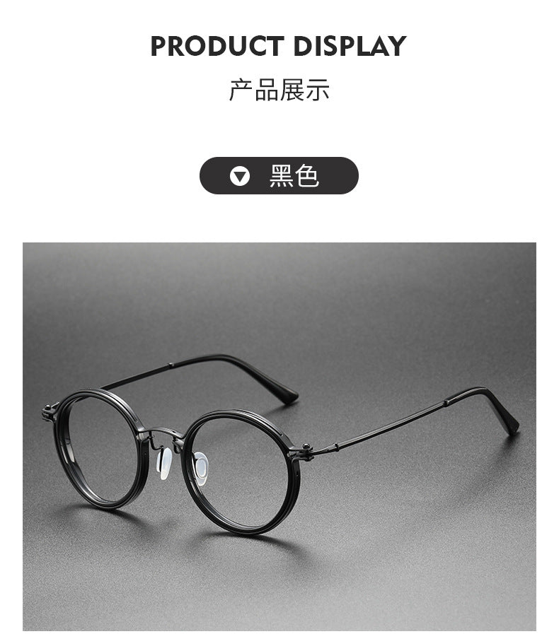 Retro Round Glasses Black Metal Optical Eyewear