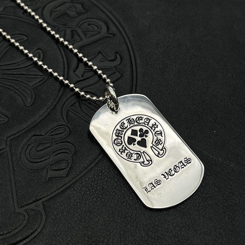 Chrome Hearts retro horseshoe print poker tag pendant