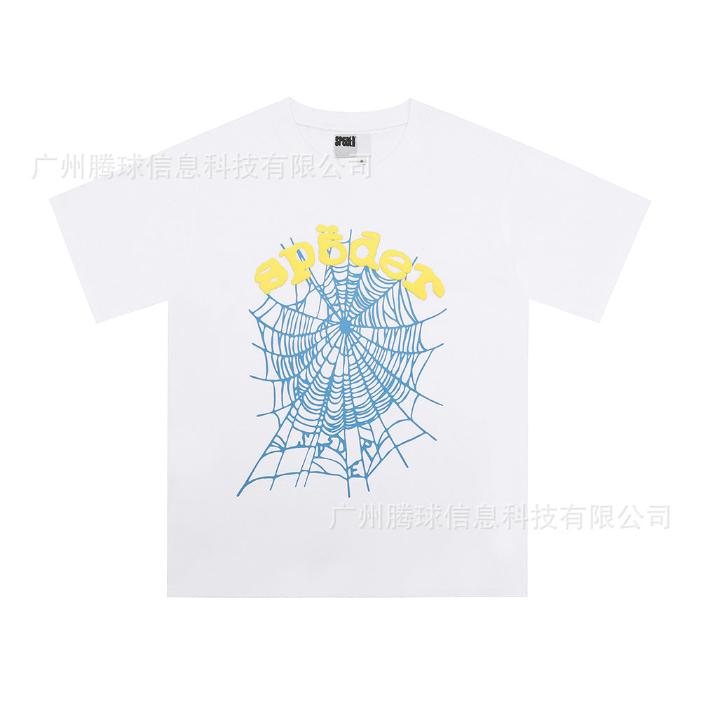 Sp5der short-sleeved foam letter T-shirt