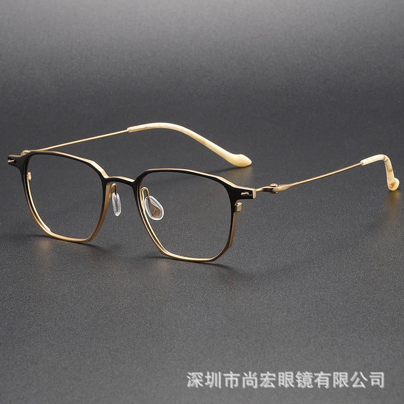 Business and fashionable titanium plate square frame glasses