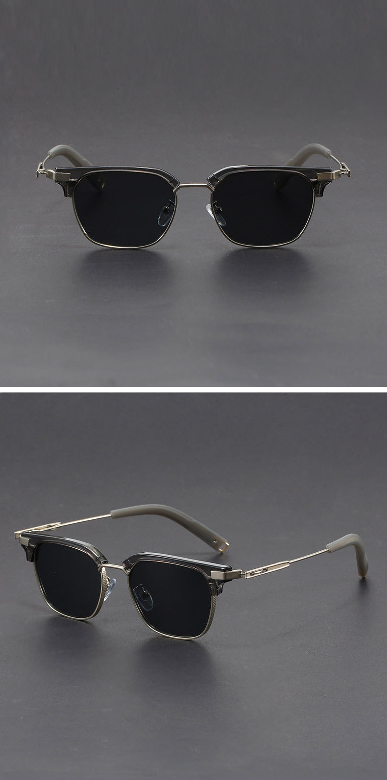 Classic half-rimmed browline Clubmaster sunglasses