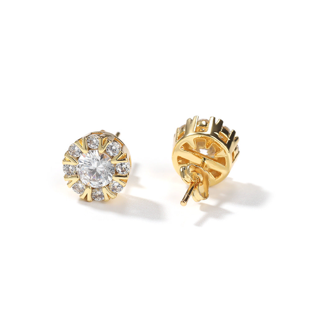 Square cross eight-star and eight-sword diamond Earrings