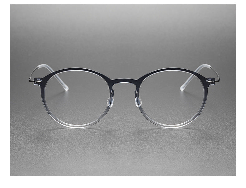 Clear Round Eyeglasses with Titanium Temples