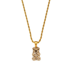 Bear pendant 18K zirconium necklace