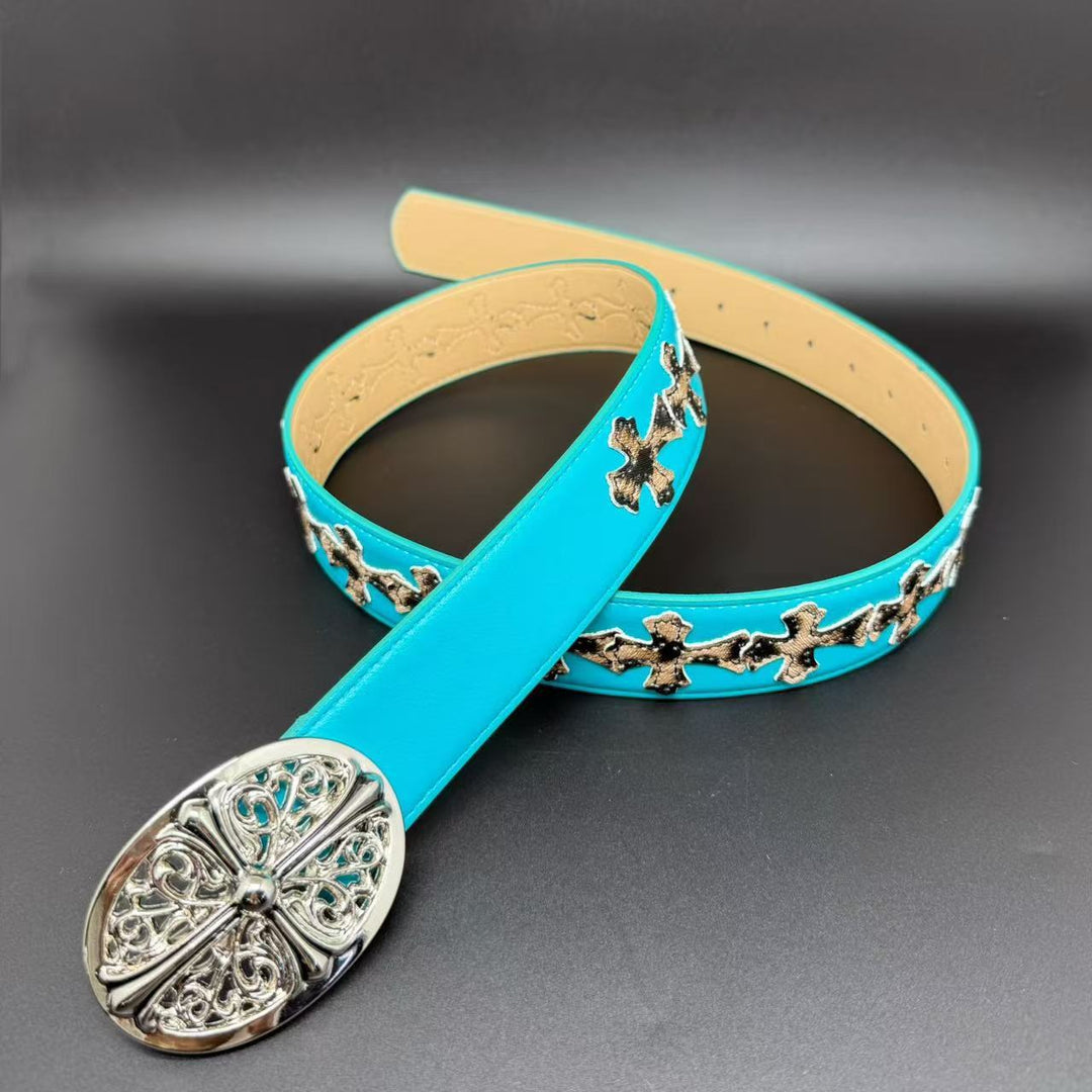Chrome Hearts Cross designed classic leather belt for jeans