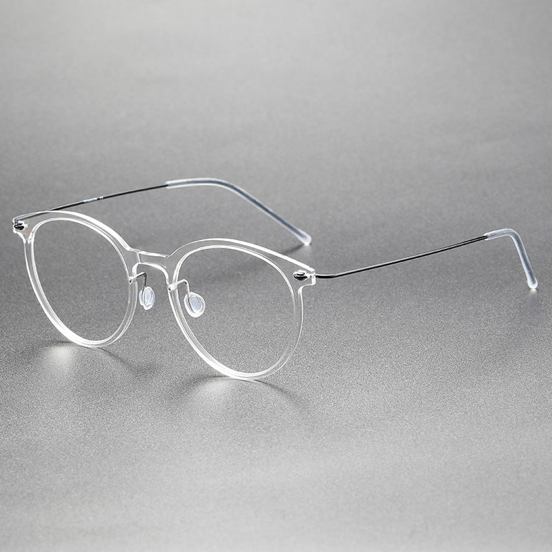 Black Round Eyeglasses Timeless Acetate & Gold Titanium Design