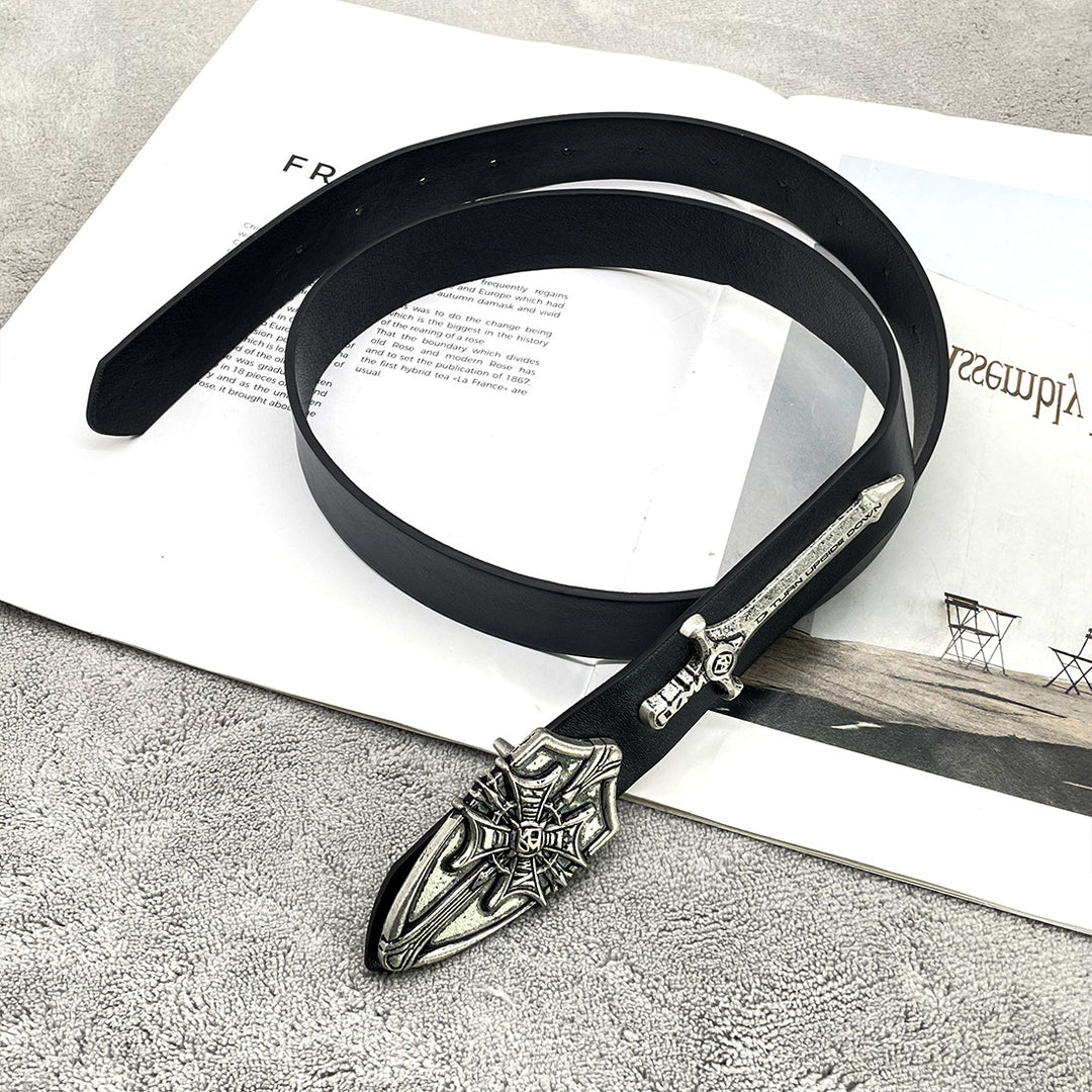 Retro sword and shield punk style cross belt