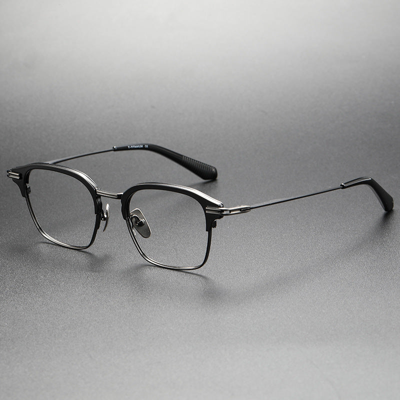 Square-frame business glasses made of pure titanium
