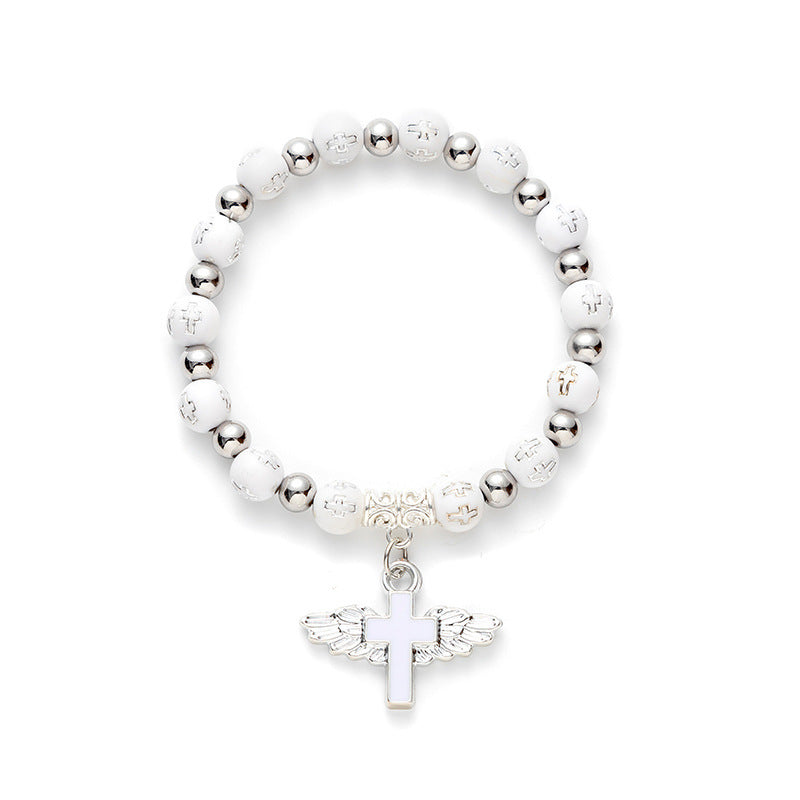 rosary bracelet acrylic cross angel hand jewelry