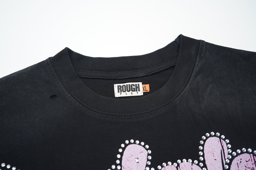 RoughPlay NYC Distressed, Ripped, and Sparkling Short-Sleeve T-Shirt