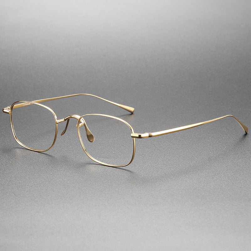 Pure titanium square frame eyeglasses for a slimmer face