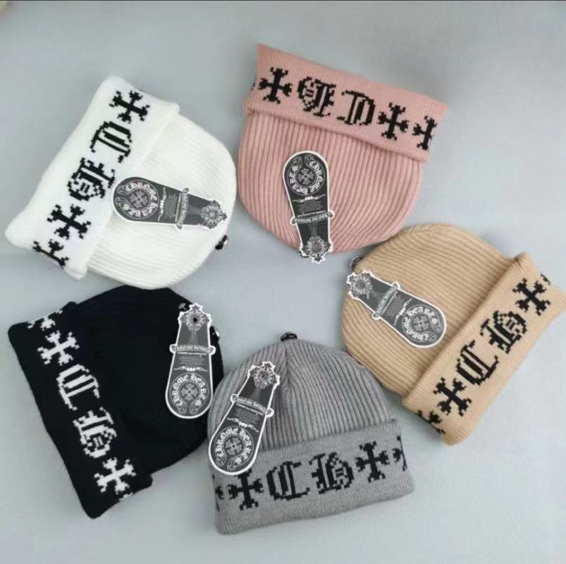 Chrome Hearts warm knit beanie for round faces